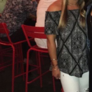 Black and white off shoulder top